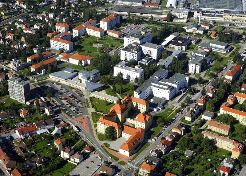 Nemocnice České Budějovice - letecký snímek horního areálu