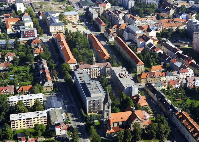 Nemocnice České Budějovice - letecký snímek dolního areálu